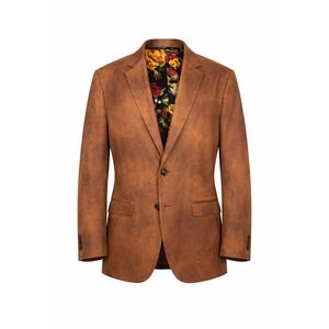 Paisley & Gray Mens XXL Brown Faux Suede Slim Fit Blazer Floral Lining Excellent